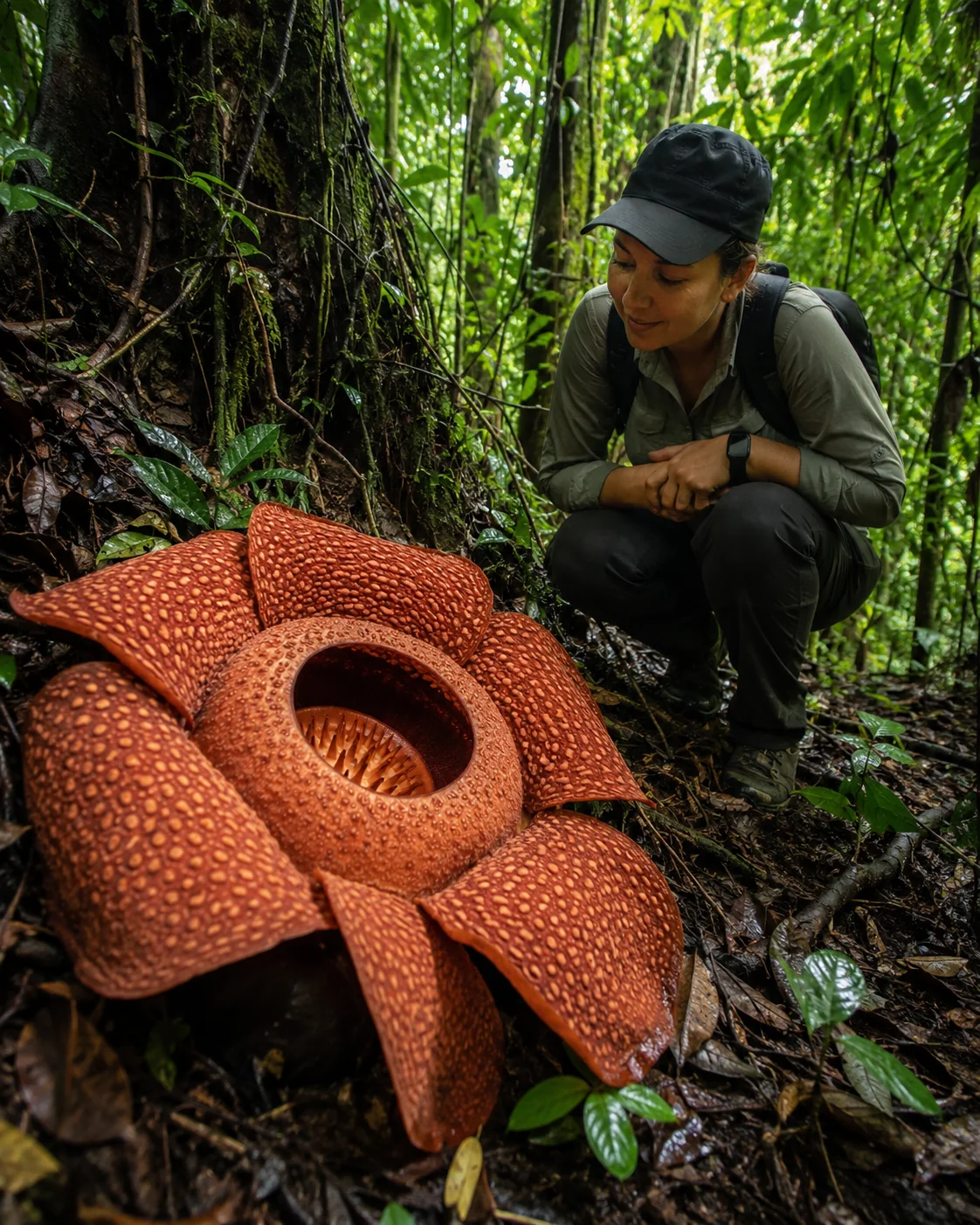 Large rafflesia flower in the Malaysian rainforest